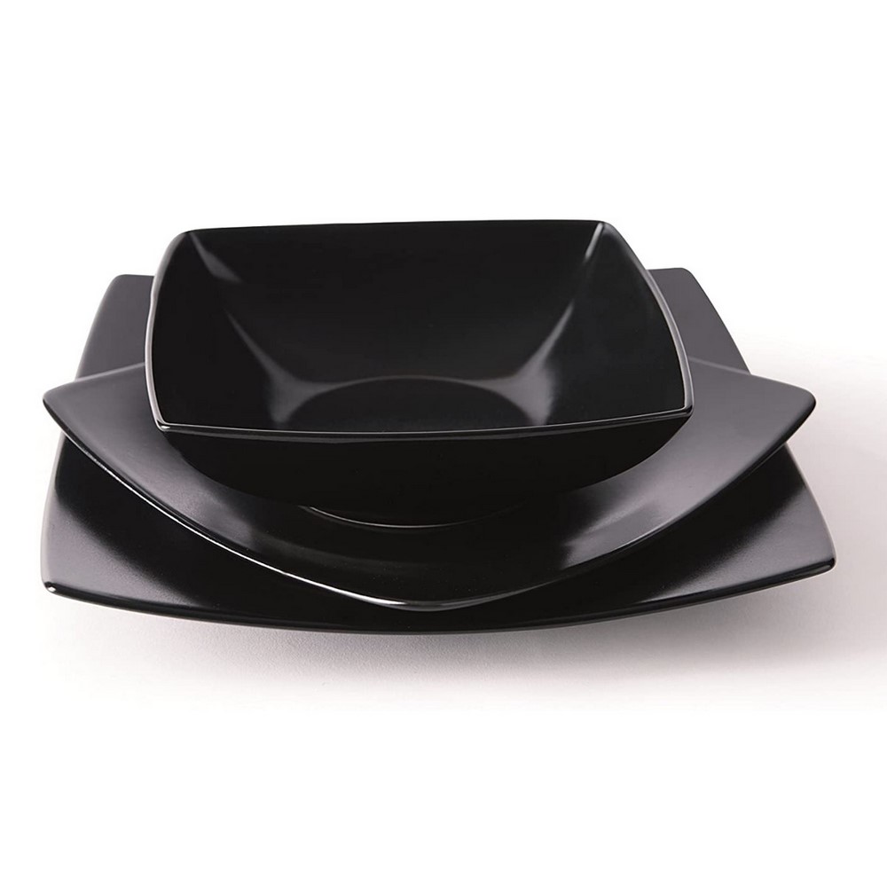 Acquista online Set of 18 ECLIPSE black ceramic plates Excelsa